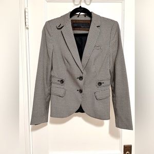 Zara Women’s Blazer in Houndstooth with Faux Suede Elbow Patches